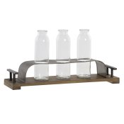 Vas DKD Home Decor Brun Svart Metall Glas 45 x 11 x 22 cm (3 Del