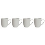 Set med 4 muggar DKD Home Decor Vit Porslin 330 ml 12 x 10 x 9 c