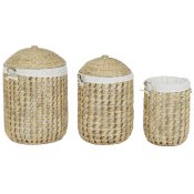 Tvttkorg Home ESPRIT Vit Naturell 3 Delar 46 x 46 x 69 cm