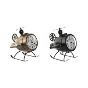 bordsklocka Home ESPRIT Svart Gyllene Loft Helikopter (2 antal)