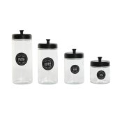 Uppsttning med 4 Burkar Home ESPRIT Svart Metall Glas 1 L 1,5 L