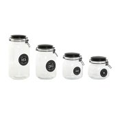 Uppsttning med 4 Burkar Home ESPRIT Svart Metall Glas 2 L 11,4
