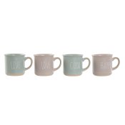 Set med kaffekoppar Home ESPRIT Bl Rosa Stengods 180 ml