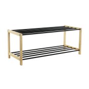 Skostll Home ESPRIT Svart Naturell 80 x 31 x 32 cm