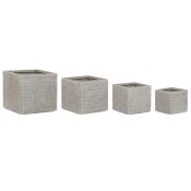 Set med planteringskrl Home ESPRIT Beige Glasfiber Magnesium 44