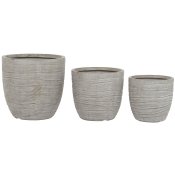 Set med planteringskrl Home ESPRIT Beige Glasfiber Magnesium 45