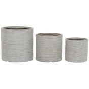 Set med planteringskrl Home ESPRIT Beige Glasfiber Magnesium 44