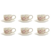 Set med kaffekoppar Home ESPRIT Gul Vit Rosa Lila Metall Dolomit