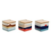Saltkar med lock Home ESPRIT Bl Grn Rosa Lila Bambu Tropiskt 7