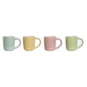 Set med kaffekoppar Home ESPRIT Gul Bl Grn Rosa Porslin 90 ml