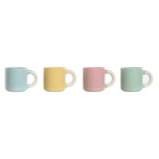 Set med kaffekoppar Home ESPRIT Gul Bl Grn Rosa Porslin 110 ml