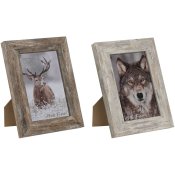 Fotoram Home ESPRIT Vit Naturell Glas polystyren Skandinavisk 14