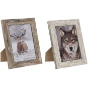 Fotoram Home ESPRIT Vit Naturell Aluminium Glas polystyren Scand