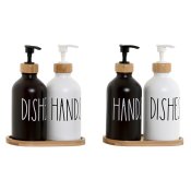 Tvldispenser Home ESPRIT Vit Svart Bambu Glas 350 ml 15,5 x 8 x
