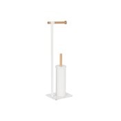 Toalettrullehllare Home ESPRIT Vit Naturell Metall Bambu 22 x 1