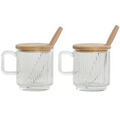 Sockerstrare Home ESPRIT Transparent Bambu Glas 350 ml 11,7 x 8