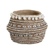 Kruka Home ESPRIT Vit Brun Beige Ljusbrun Cement Tropiskt 25 x 2