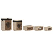Tvttkorg Home ESPRIT Svart Naturell Tr 40 x 30 x 56 cm 5 Delar