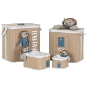 Tvttkorg Home ESPRIT Grn Naturell Barn 44 x 44 x 45 cm 4 Delar