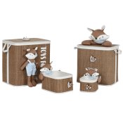 Tvttkorg Home ESPRIT Bl Brun Naturell Barn 44 x 44 x 45 cm 4 D