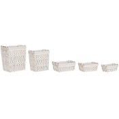 Tvttkorg Home ESPRIT Vit Naturell Metall Shabby Chic 42 x 32 x