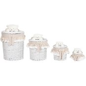 Tvttkorg Home ESPRIT Vit Beige vide Shabby Chic 45 x 45 x 68 cm
