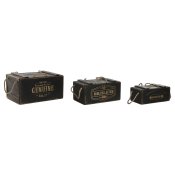 Frvaringsldor Home ESPRIT Svart Grantr 38 x 24 x 20 cm 3 Dela
