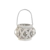 Ljusstakar Home ESPRIT Vit Tr Glas 18 x 18 x 13 cm