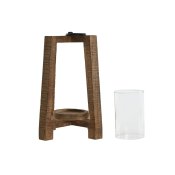 Ljusstakar Home ESPRIT Naturell Glas Mangotr 25 x 25 x 35 cm