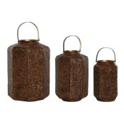 Set med ljusstakar Home ESPRIT Brun Gyllene Metall 26 x 26 x 38,