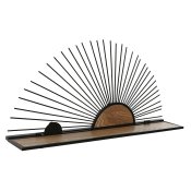 Bokhylla Home ESPRIT Svart Naturell Metall Tr MDF 58 x 10,5 x 2