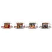 Set med koppar och fat Home ESPRIT Gul Rd Porslin 220 ml 15,6 x
