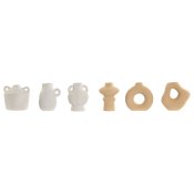Set med 3 Vasar Home ESPRIT Vit Beige Stengods 32 X 11,5 X 9 cm