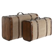 Koffertset Home ESPRIT Brun Beige Polyester Tr 60 x 37 x 24 cm