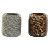 Glas Home ESPRIT Brun Gr Stengods 8,5 x 8,5 x 10 cm (2 antal)