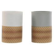 Glas Home ESPRIT Vit Gr Naturell Harts 7 x 7 x 10,5 cm (2 antal
