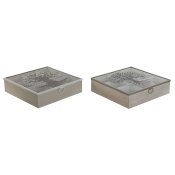 Lda fr rtte Home ESPRIT Brun Beige Metall Glas Tr MDF 24 x 2