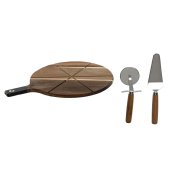 Pizza-form Home ESPRIT Naturell 30 x 40 x 1,5 cm (3 Delar)
