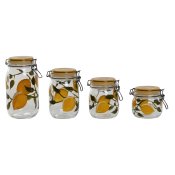 Uppsttning med 4 Burkar Home ESPRIT Gul Glas Jrn 1,5 L 4 Delar