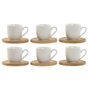 Set med kaffekoppar Home ESPRIT Vit Bambu Porslin 90 ml