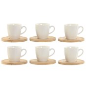 Set med kaffekoppar Home ESPRIT Vit Bambu Porslin 90 ml
