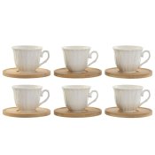 Set med kaffekoppar Home ESPRIT Vit Bambu Porslin 90 ml