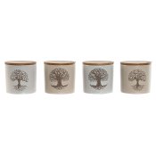 Sockerstrare Home ESPRIT Vit Beige Bambu Stengods 9,5 x 9,5 x 9