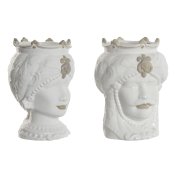 Kruka Home ESPRIT Vit Beige Porslin 15 x 15 x 26.5 cm (2 antal)