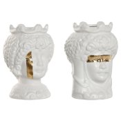 Kruka Home ESPRIT Vit Gyllene Porslin 10 x 10 x 14 cm (2 antal)