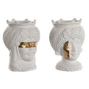 Kruka Home ESPRIT Vit Gyllene Porslin 15 x 15 x 26.5 cm (2 antal