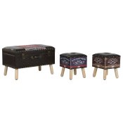 Koffertset Home ESPRIT Brun Multicolour Polyuretan Tr Vintage 7