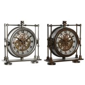bordsklocka Home ESPRIT Gyllene Silvrig Vintage (2 antal)