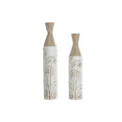 Set med 2 Vasar Home ESPRIT Beige Ljusbrun Metall 13,5 x 13,5 x