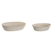 Korg - set Home ESPRIT Vit Naturell Bambu Rattan 29 x 22 x 7 cm